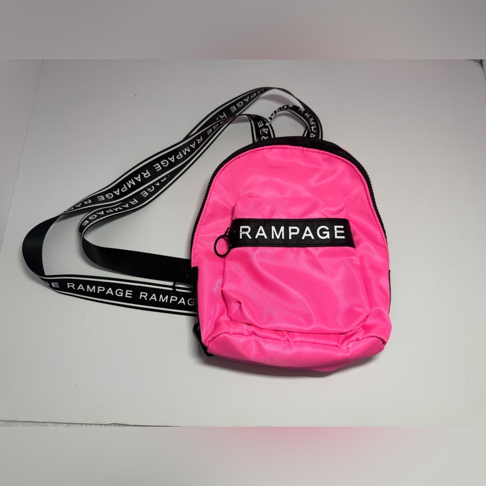 Rampage Mini Backpack Hot Pink w/ Black Rampage Logo Straps NWOT
